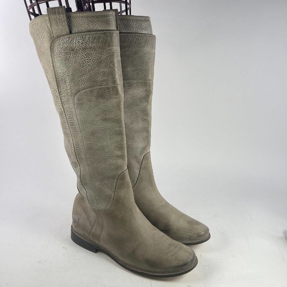 Frye Women's Paige Tall Leather Riding boots US 7.5 Beige Leather Knee-High Boot - Picture 5 of 16